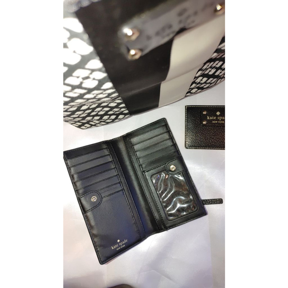 Kate Spade Shoulder Bag/ Wallet & Card Holder Set Canvas Stripe Black/White W OS - Picture 8 of 9